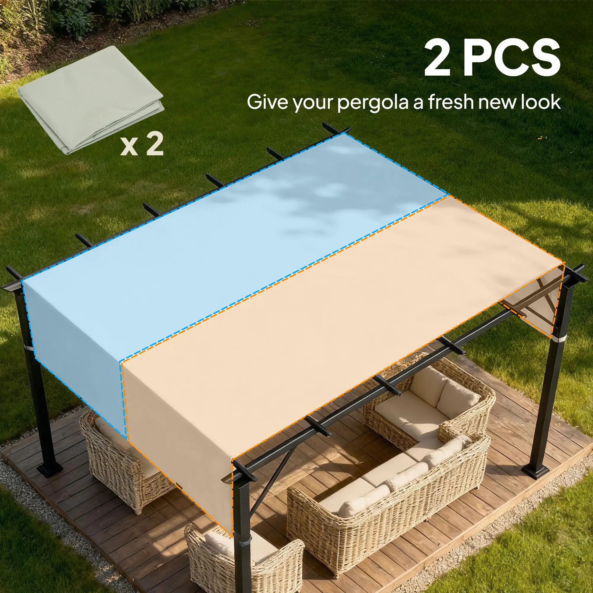 2 Pcs UV Protection Pergola Canopy, 10' x 10', Light Grey Gazebo Canopy Replacement at Gallery Canada