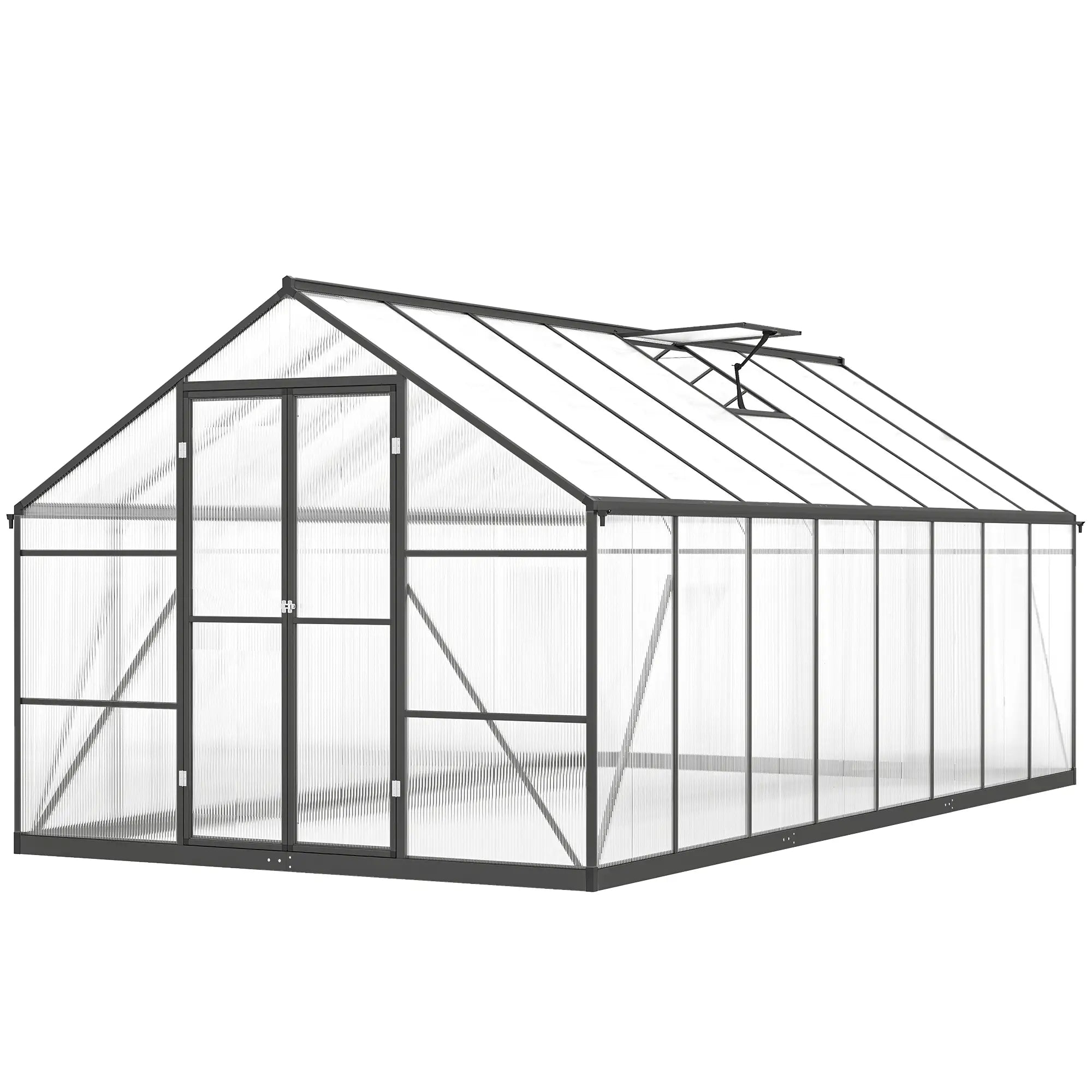 Polycarbonate Greenhouse, Walk-In With Windows, 8' x 16' x 7', Dark Grey Walk In Greenhouses Dark Grey, Clear at Gallery Canada