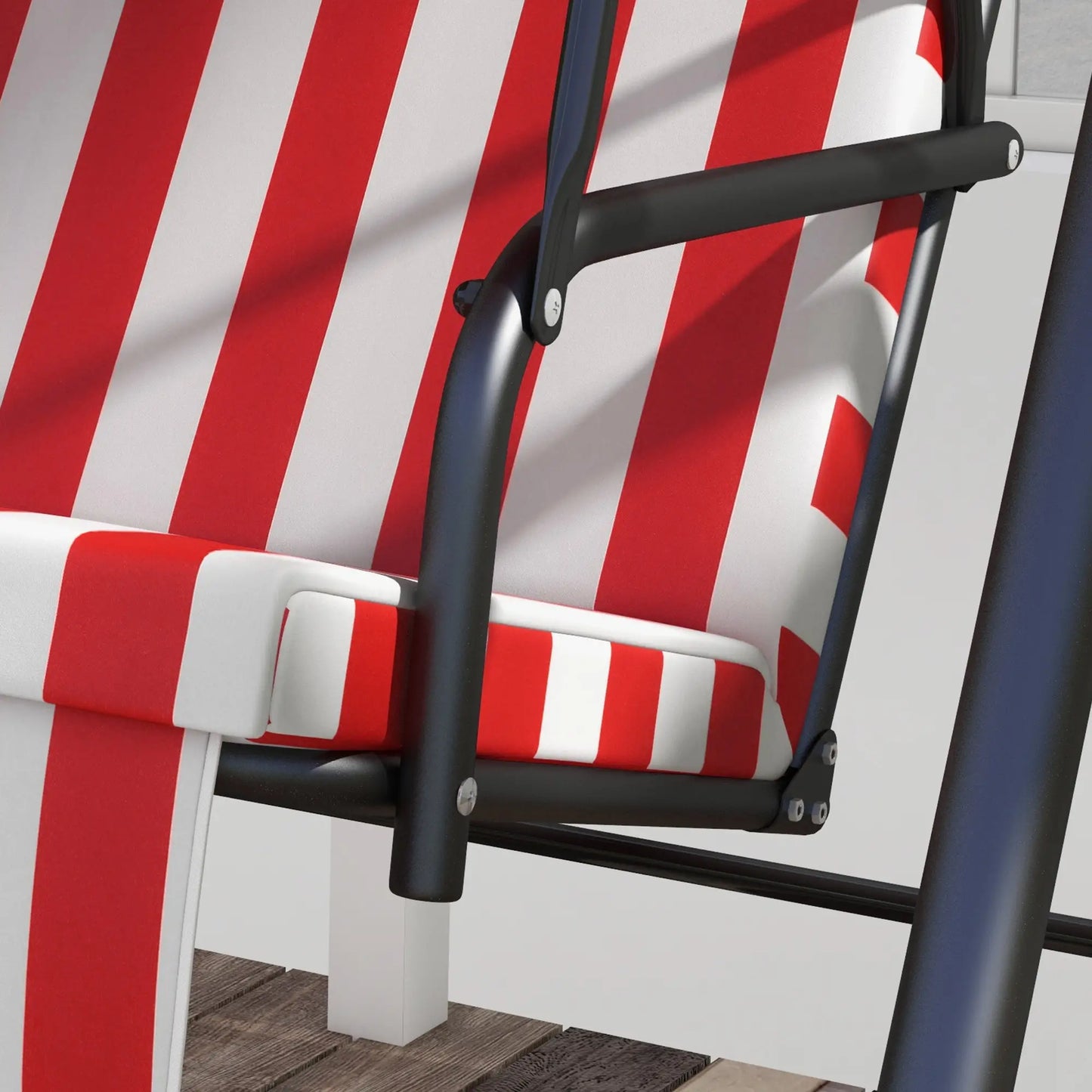 3-Seater Outdoor Porch Swing, Adjustable Canopy, Red Patio Swings with Stand at Gallery Canada