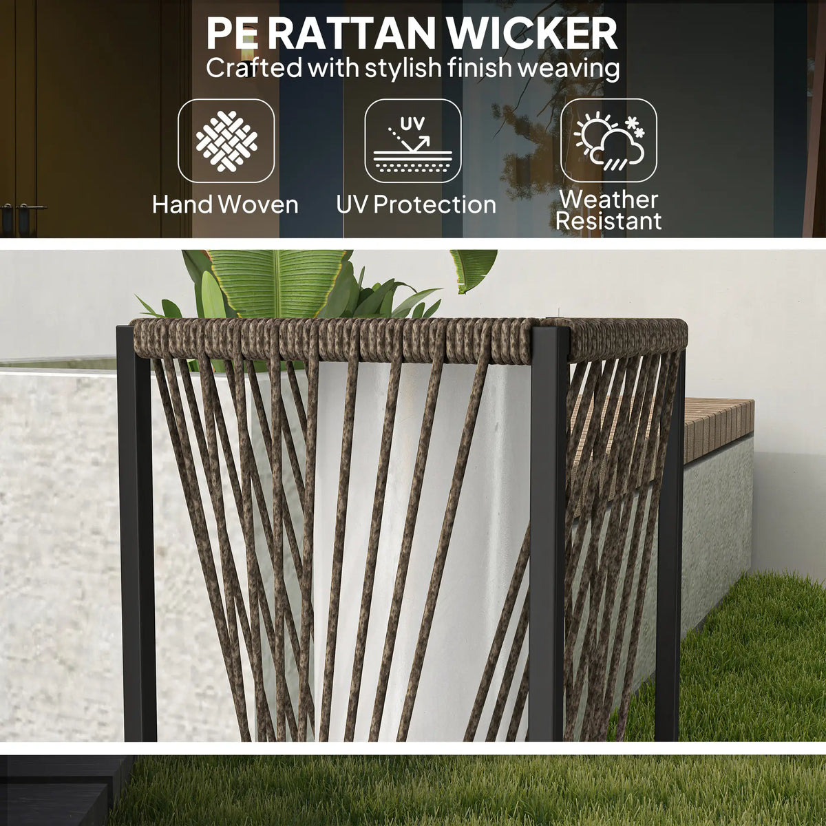 Rattan Solar Floor Lamp, IP44, LED Auto On/Off, Brown Solar Post Lamps at Gallery Canada