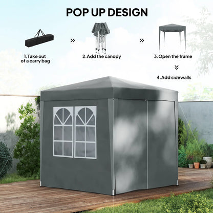 6.6'x6.6' Pop Up Canopy Tent, Instant Sun Shelter With Carry Bag, Grey Pop Up Canopies at Gallery Canada