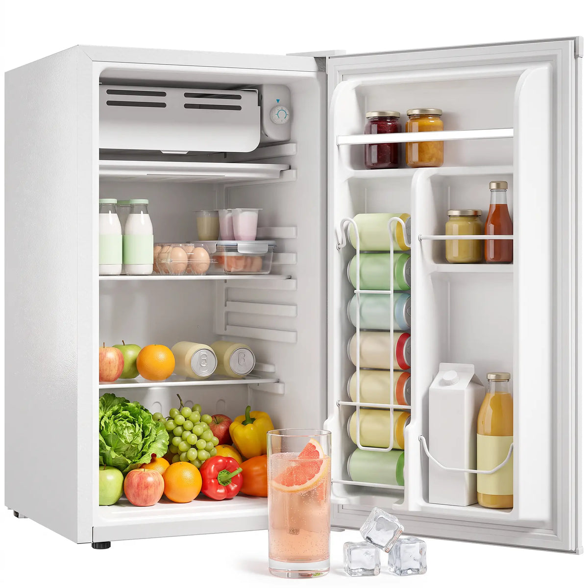 3.2 Cu Ft Mini Fridge, Chiller Box, Compact Refrigerator, White