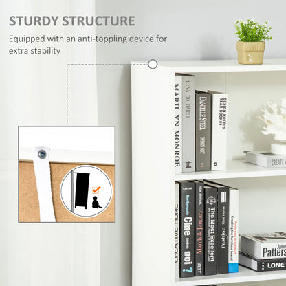 4-Tier Open Bookshelf with Doors, Home Office Bookcase, White White Bookshelves at Gallery Canada