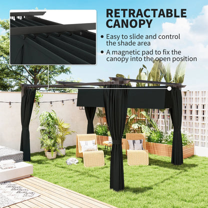 10' x 13' Pergola, Retractable Canopy, UPF30+ Sun Shade, Garden, Backyard Pergolas at Gallery Canada