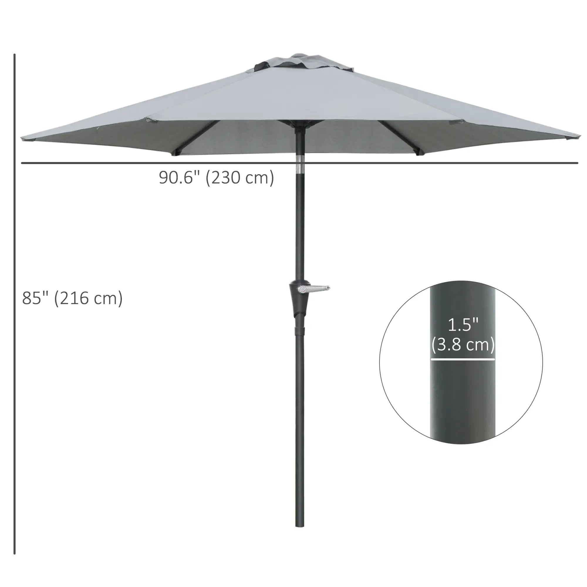 Outdoor Patio Sun Umbrella, 6 Ribs, Light Grey Patio Umbrellas at Gallery Canada