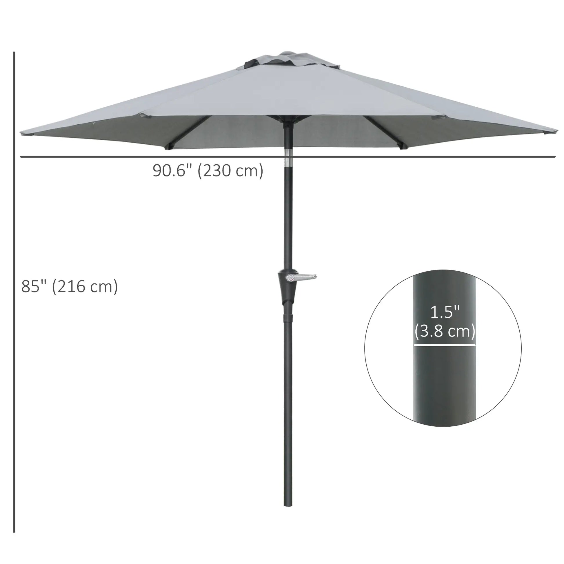 Outdoor Patio Sun Umbrella, 6 Ribs, Light Grey Patio Umbrellas at Gallery Canada