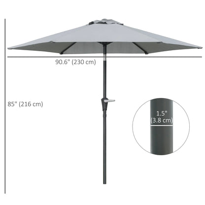 Outdoor Patio Sun Umbrella, 6 Ribs, Light Grey Patio Umbrellas at Gallery Canada