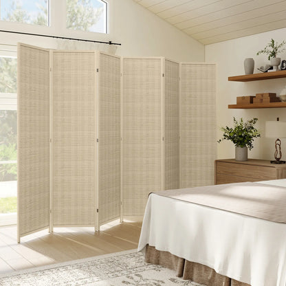 Woven Bamboo Room Divider, 6 Panel Folding Privacy Screen, Natural Wood Room Dividers at Gallery Canada