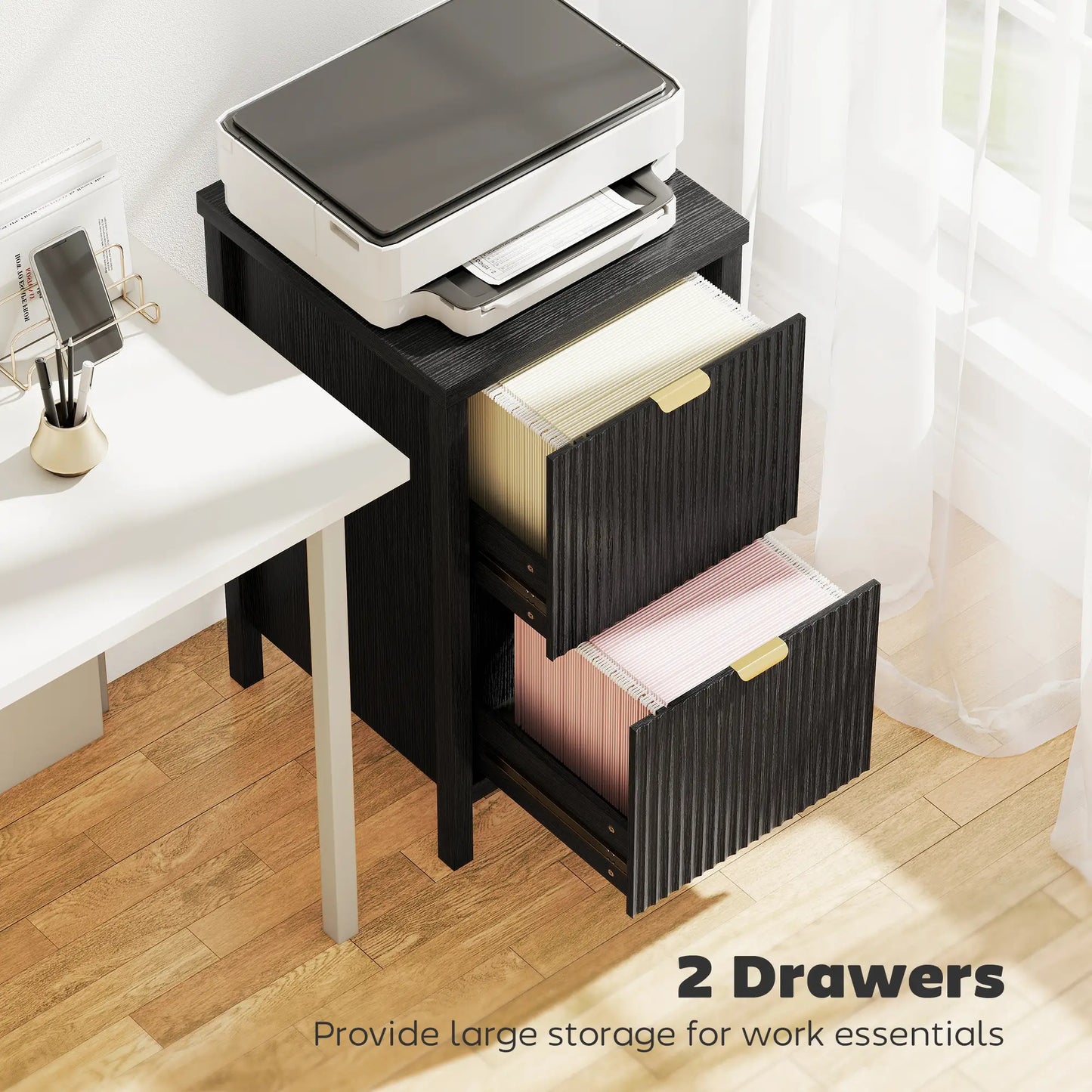 2-Drawer File Cabinet, Vertical With Silent Slides, Black Office Cabinets & Cupboards at Gallery Canada