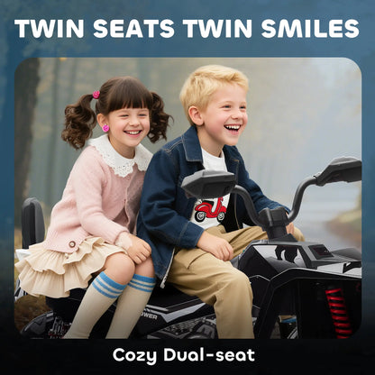 2-Seater All-Terrain 4 Wheeler, 24V Kids ATV, Electric Quad Car, Black Electric Toy Cars at Gallery Canada