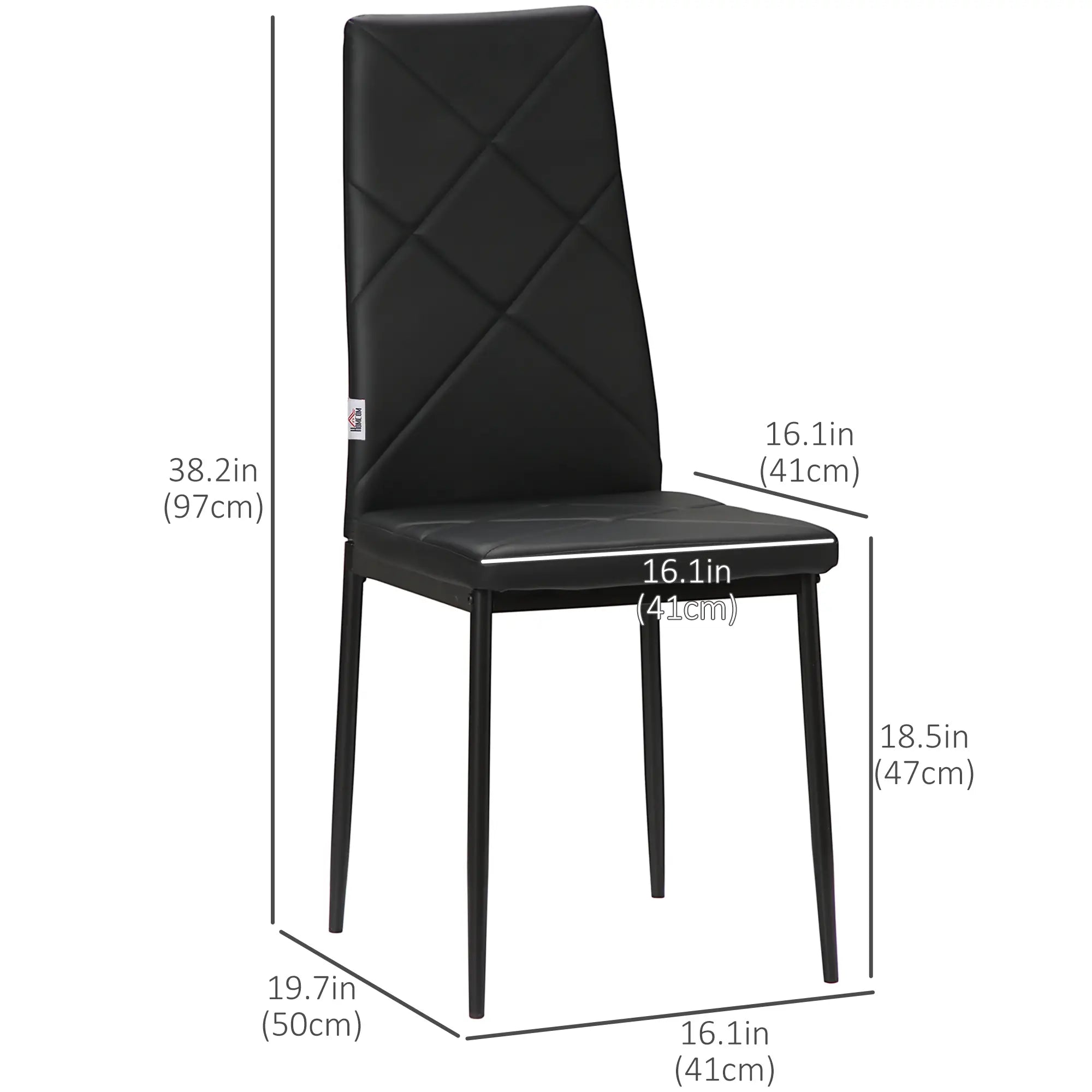 Dining Chairs Set of 4, Modern High Back, Faux Leather, Steel Legs, Black Bar Stools at Gallery Canada