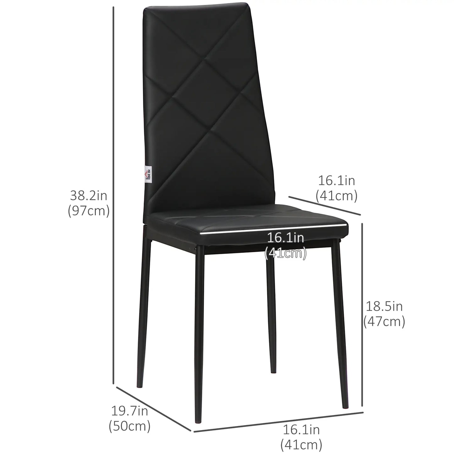 Dining Chairs Set of 4, Modern High Back, Faux Leather, Steel Legs, Black Bar Stools at Gallery Canada