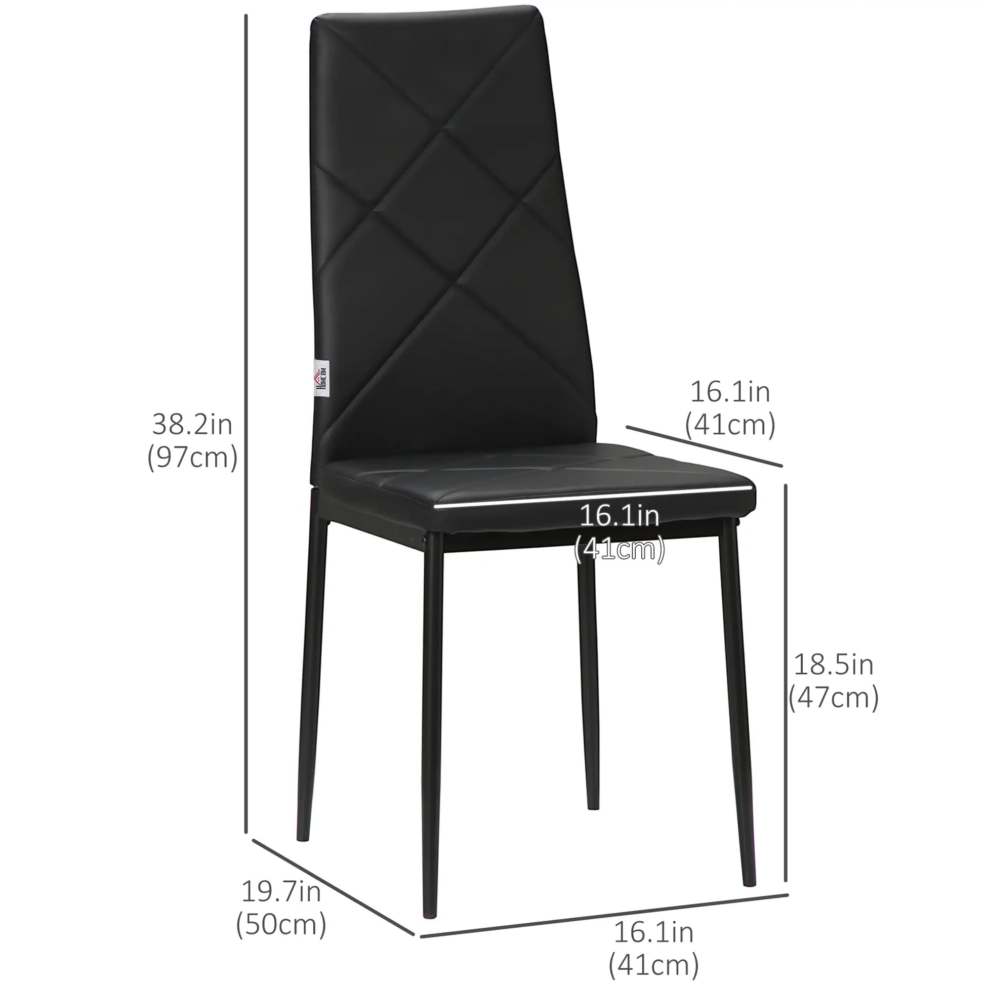 Dining Chairs Set of 4, Modern High Back, Faux Leather, Steel Legs, Black Bar Stools at Gallery Canada