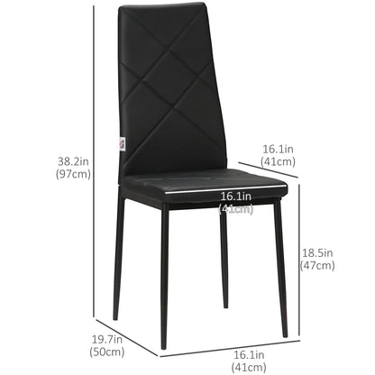 Dining Chairs Set of 4, Modern High Back, Faux Leather, Steel Legs, Black Bar Stools at Gallery Canada