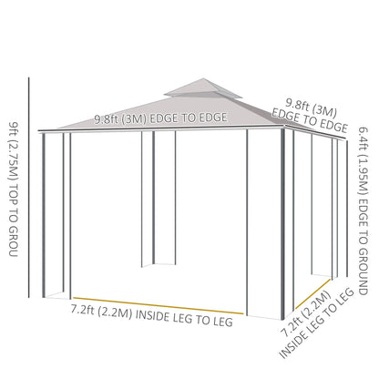 10' x 10' Steel Patio Gazebo, Removable Mesh Curtains, Brown Gazebos at Gallery Canada