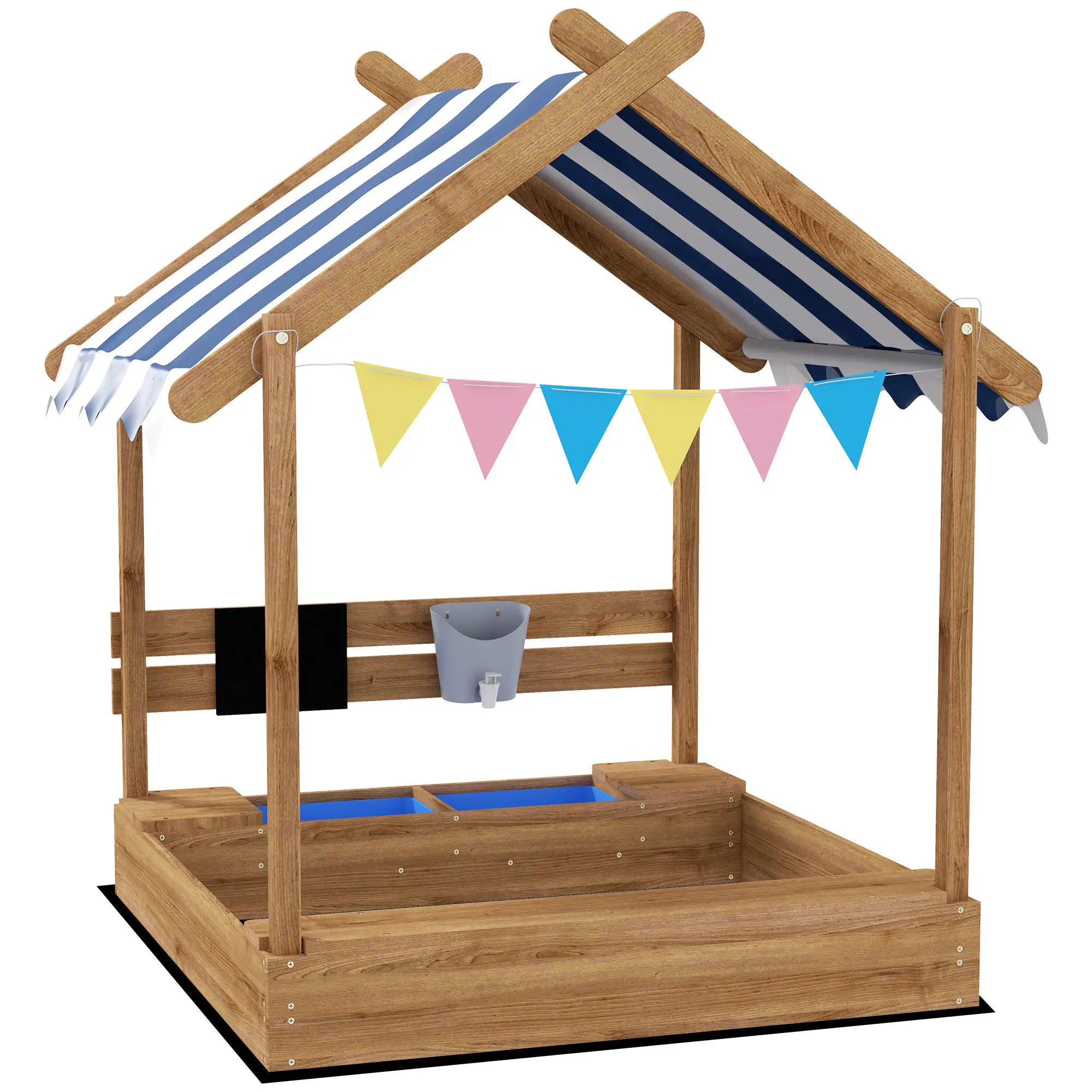 Wooden Sandbox with Cover, 3-7 Years, Backyard, Brown Sandboxes & Accessories Brown, Blue, and White at Gallery Canada