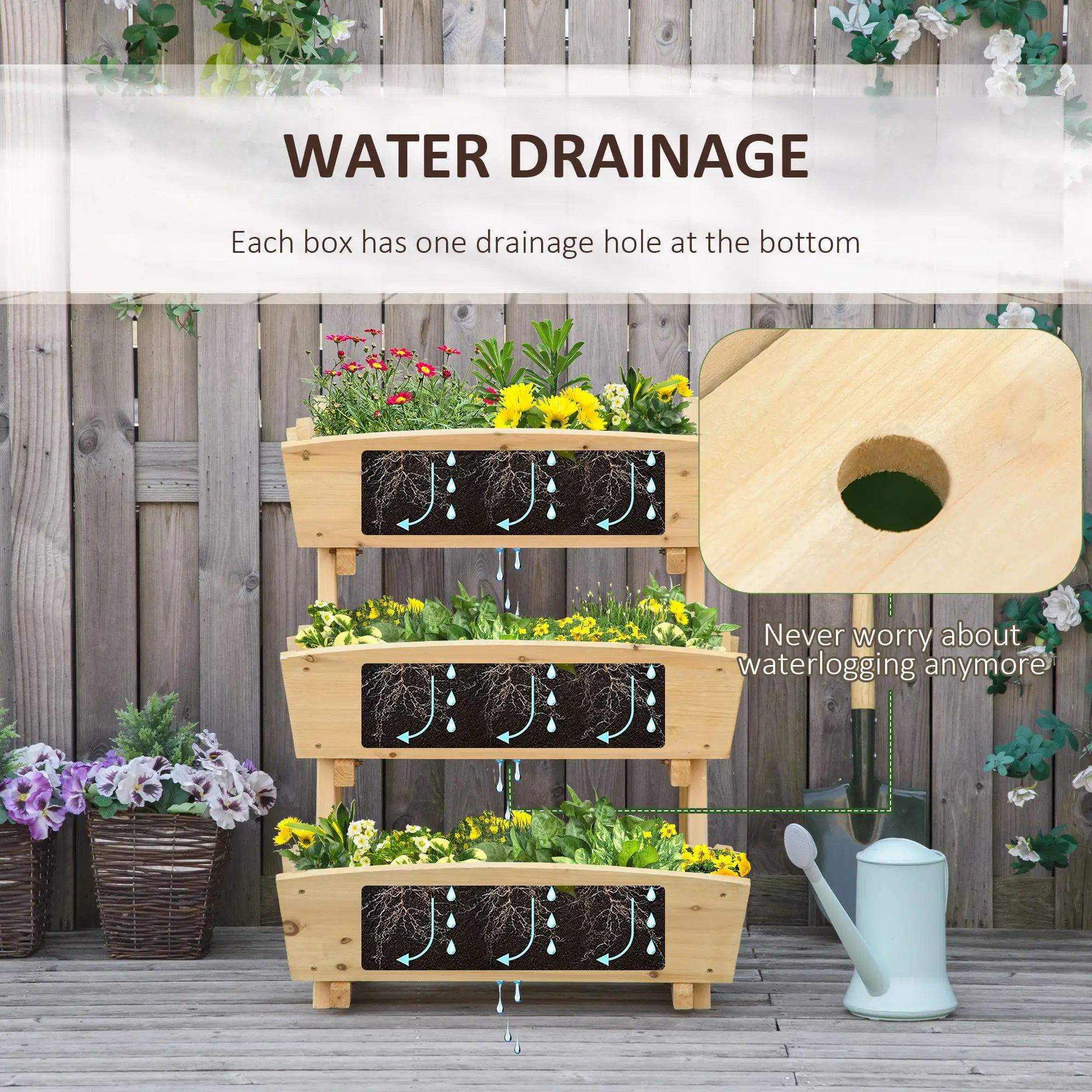 3 Tier Raised Garden Bed, Wooden Elevated Planter Box Kit Elevated Garden Beds at Gallery Canada