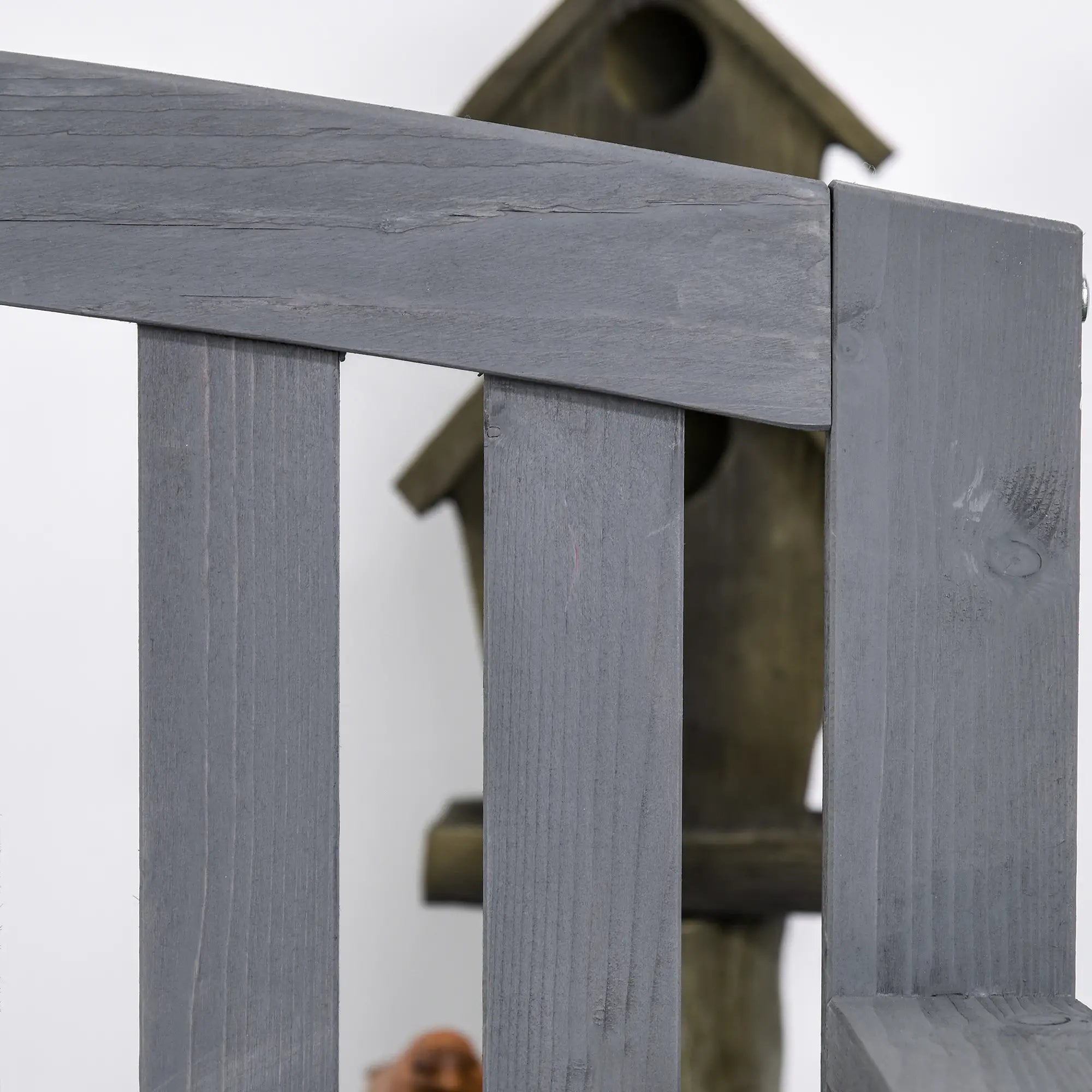 Wooden Bench, Slatted Design with Backrest, Armrests, Grey Outdoor Benches at Gallery Canada