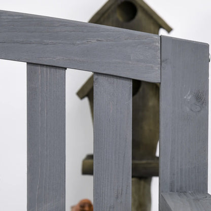 Wooden Bench, Slatted Design with Backrest, Armrests, Grey Outdoor Benches at Gallery Canada