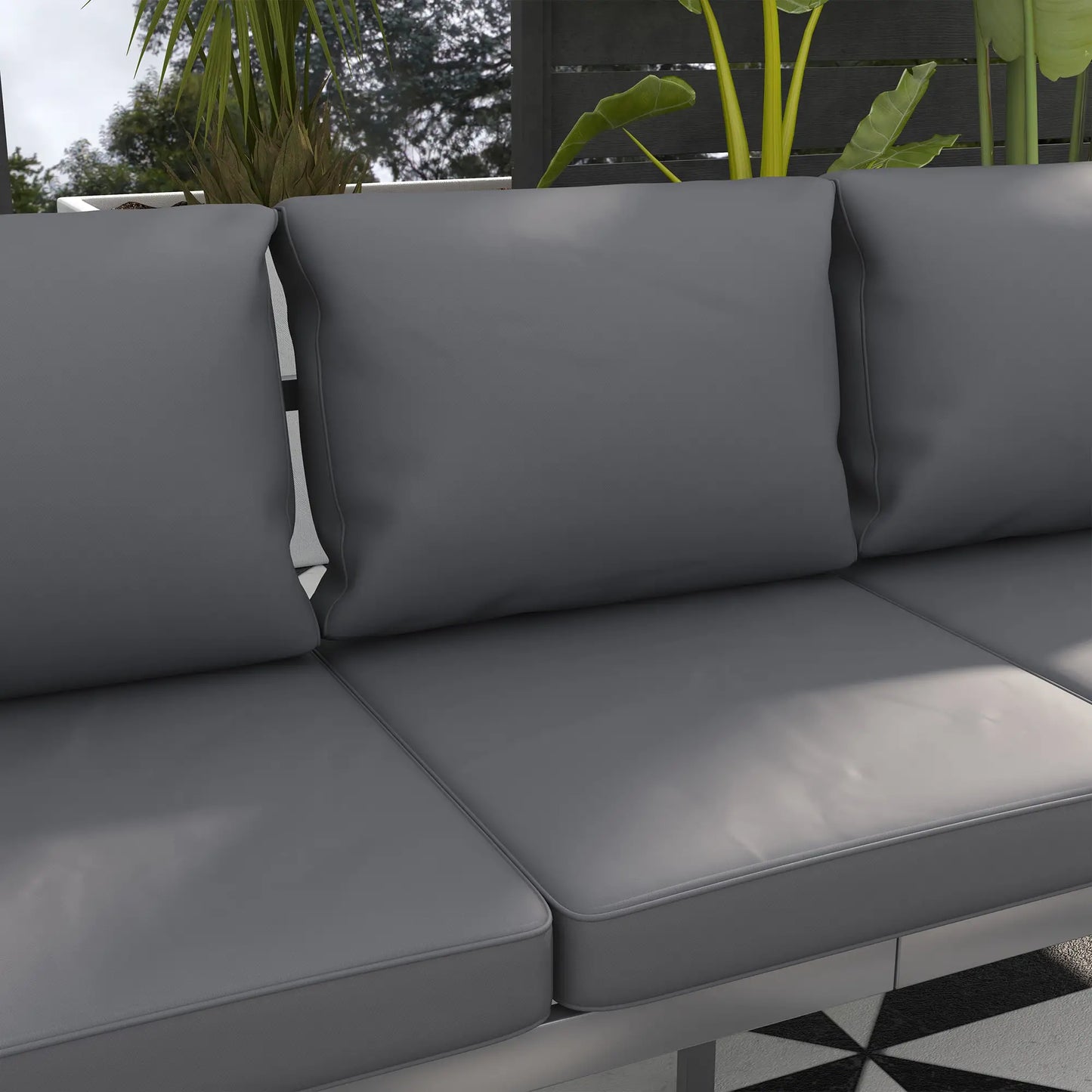 Aluminum Garden Sofa, 3-Person Outdoor Couch, 72.8" x 26" x 25.2", Grey Patio Chairs at Gallery Canada