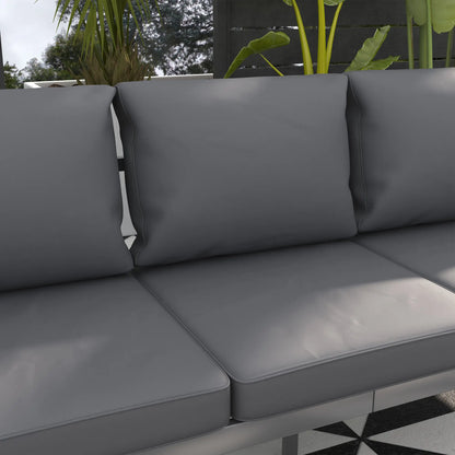 Aluminum Garden Sofa, 3-Person Outdoor Couch, 72.8" x 26" x 25.2", Grey Patio Chairs at Gallery Canada