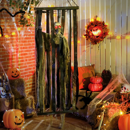 Animatronics Hanging Skeleton Reaper in Cage, Voice-Activated, Flashing Eyes Halloween Decorations at Gallery Canada