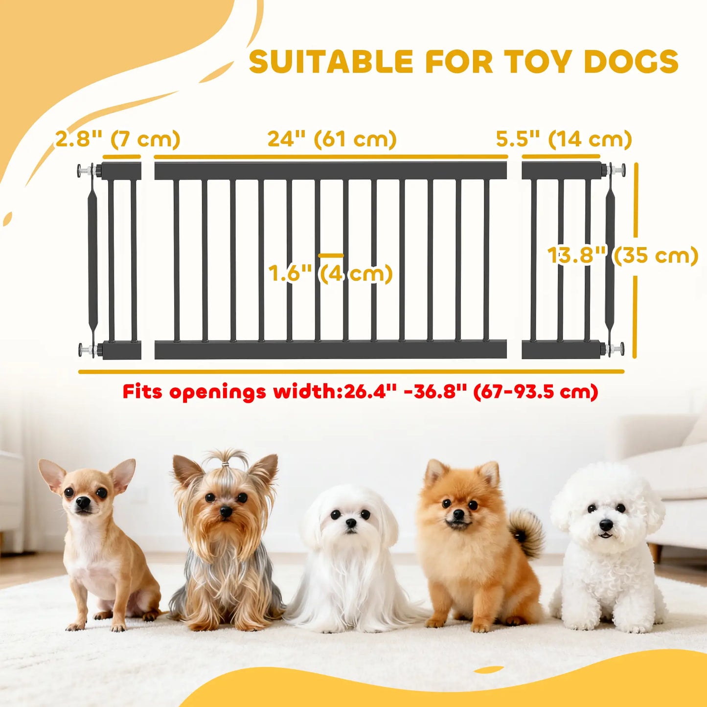 26"-37" Dog Gate, Adjustable Pet Gate, 14" Tall, Black Pet Gates at Gallery Canada