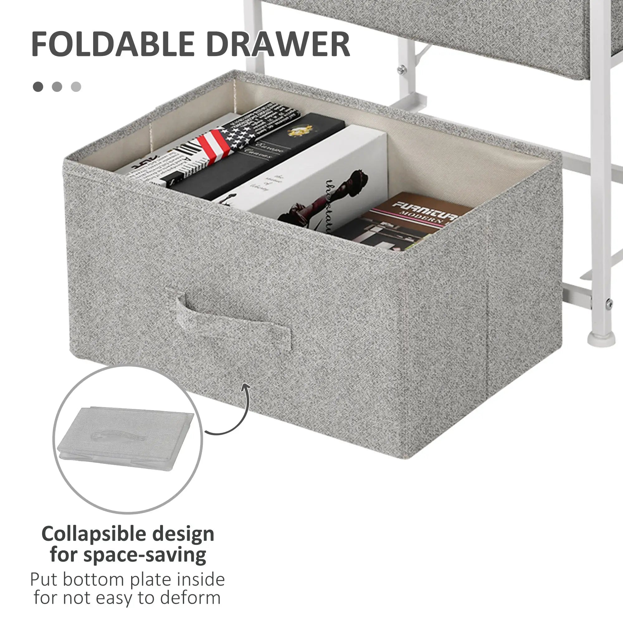 Linen Drawer Cabinet, 4 Removable Drawers, Adjustable Feet, White Storage Cabinets at Gallery Canada