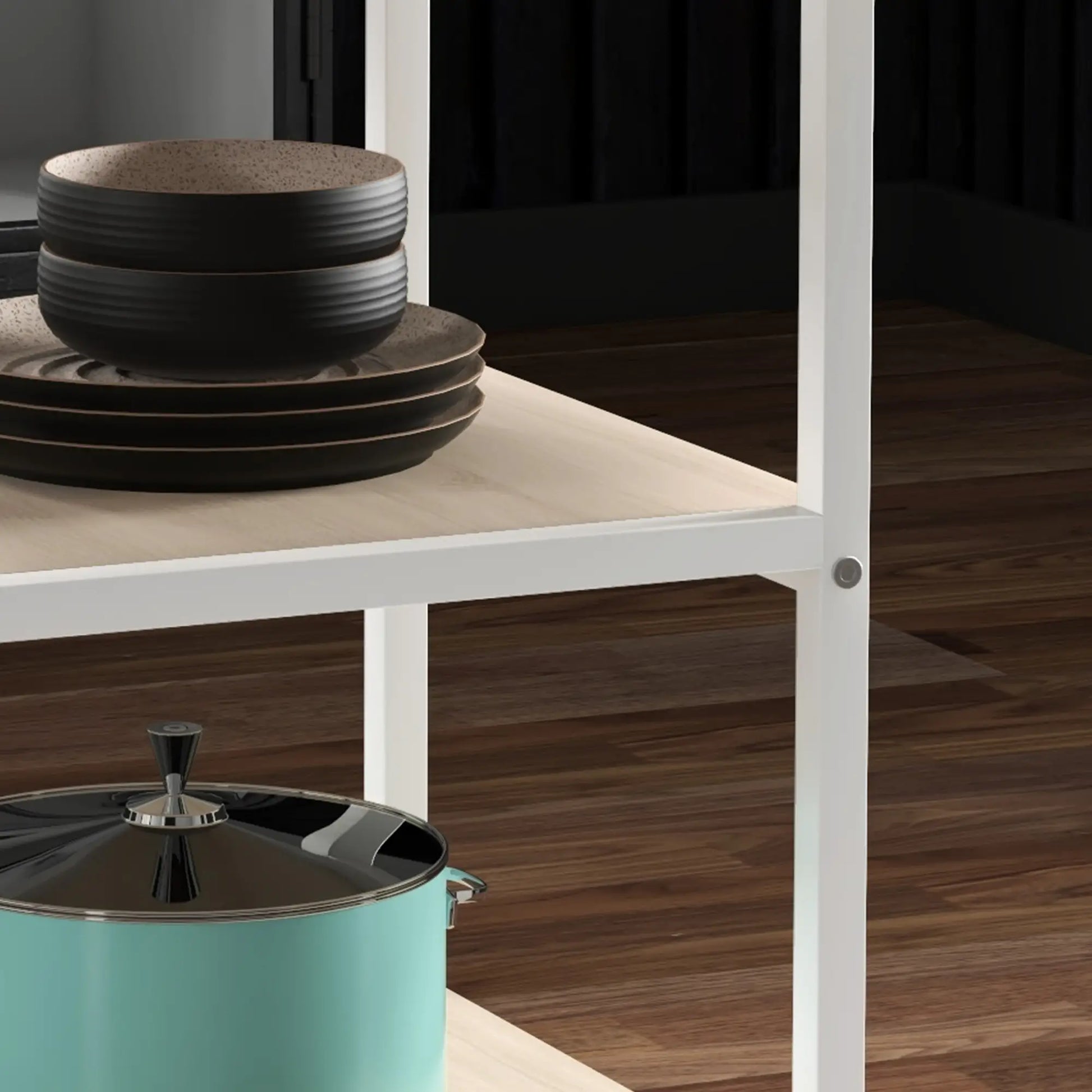 Round Kitchen Table, 39.4 Inch, Storage Shelves, Oak Dining Tables at Gallery Canada