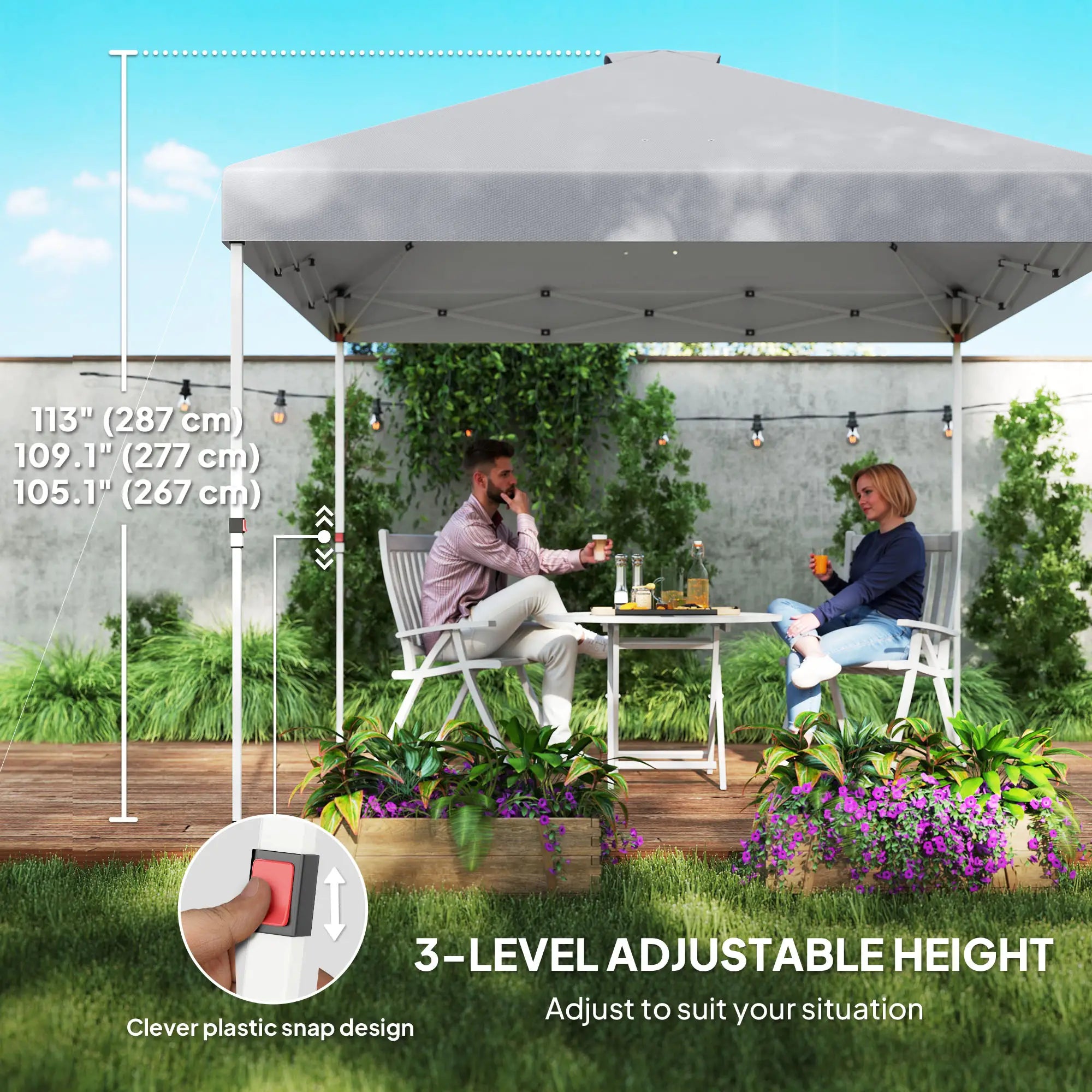 10' x 10' Pop Up Canopy Tent, Adjustable Height, Light Grey Pop Up Canopies at Gallery Canada
