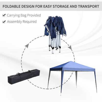 10 x 10ft Folding Pop Up Tent, Outdoor Gazebo Canopy, Blue Pop Up Canopies at Gallery Canada