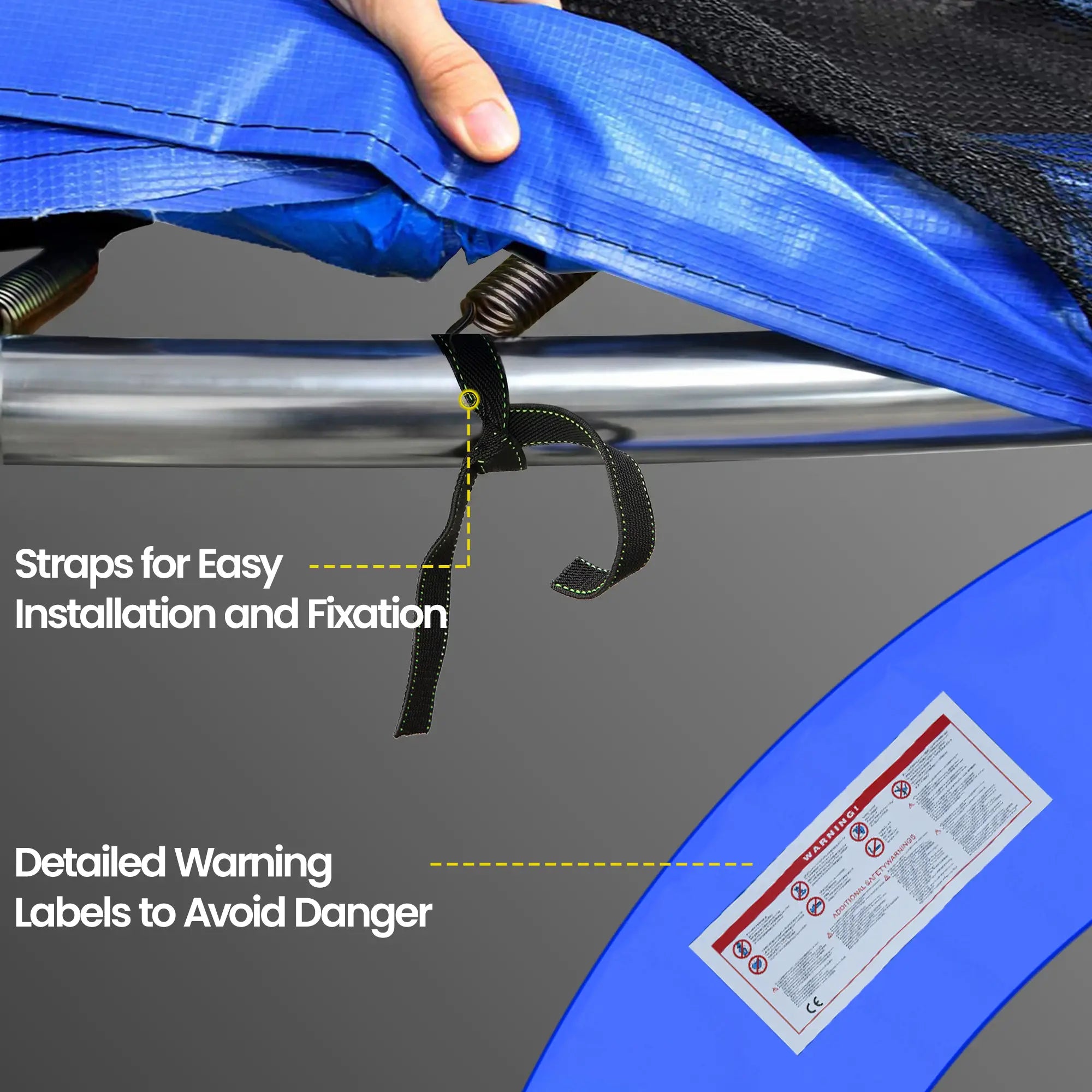 14FT Trampoline Pad Replacement, Φ168 Spring Cover, Water-Resistant, Blue Trampolines at Gallery Canada