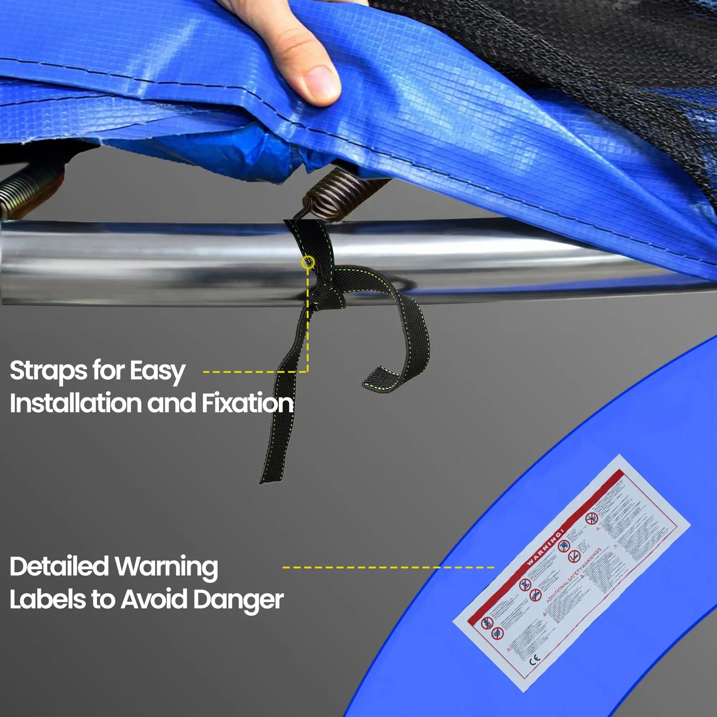 14FT Trampoline Pad Replacement, Φ168 Spring Cover, Water-Resistant, Blue Trampolines at Gallery Canada