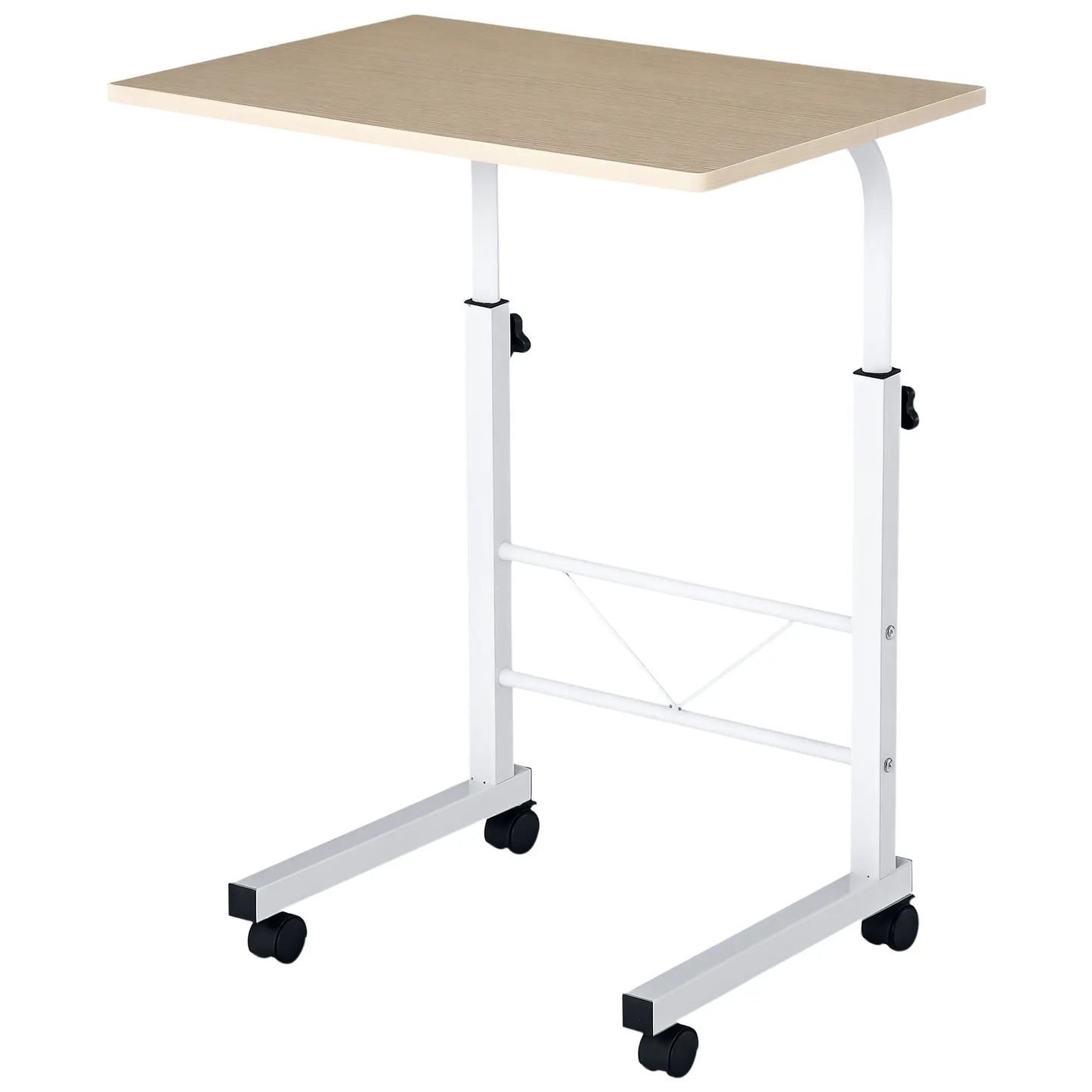 Adjustable Height Mobile Standing Desk, 23.5 Inch, Natural Wood Side Tables Natural at Gallery Canada