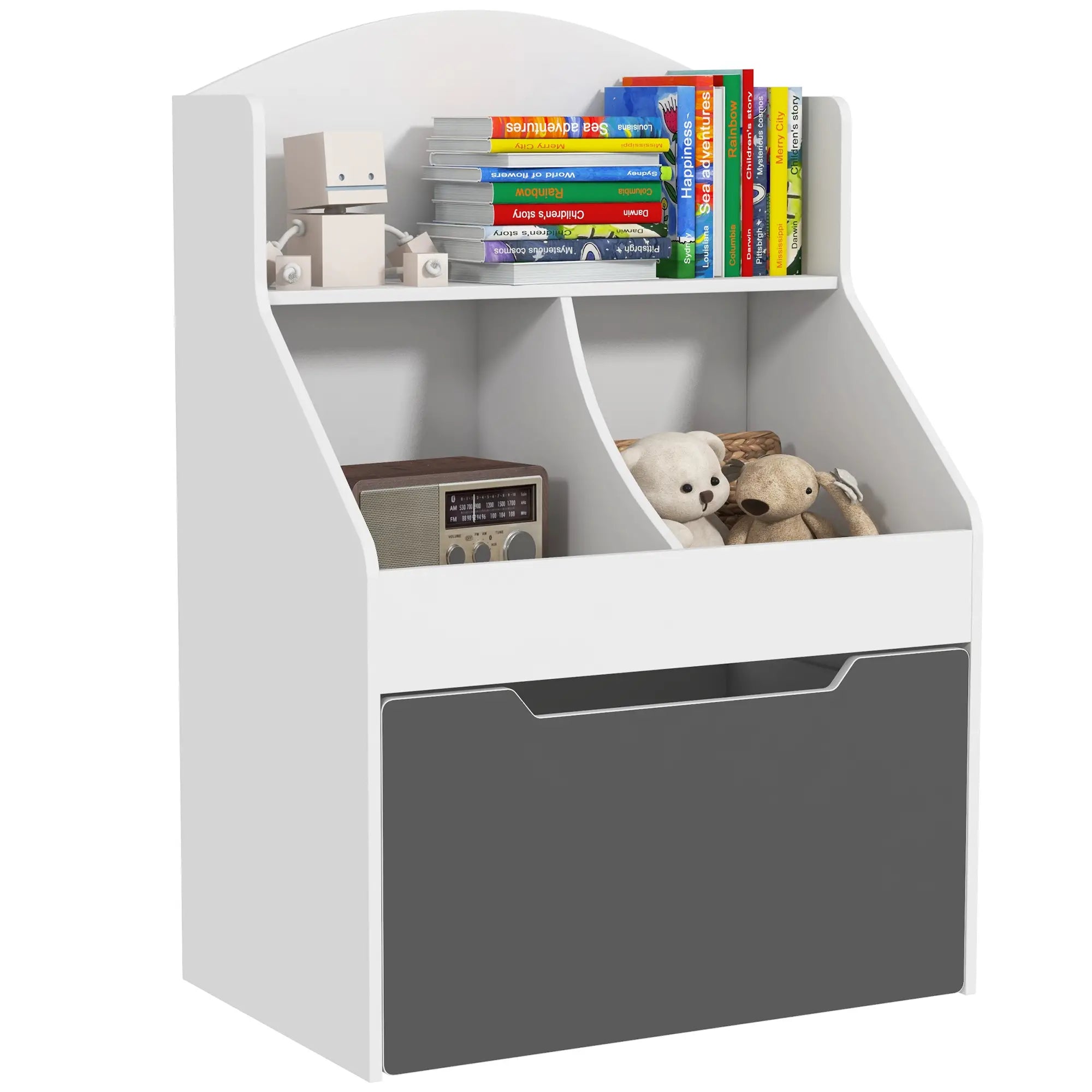 3 Tier Kids Bookcase with Drawer, 2 Storage Compartments, White Baby & Kids Storage at Gallery Canada