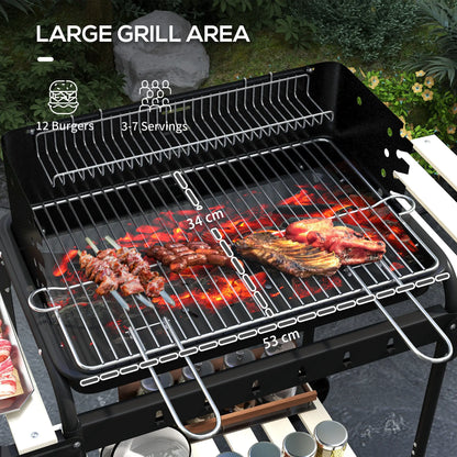 Charcoal Barbecue Grill, Adjustable Height, Portable Trolley With Ash Catcher, Wheels, Black Charcoal BBQ Grils at Gallery Canada