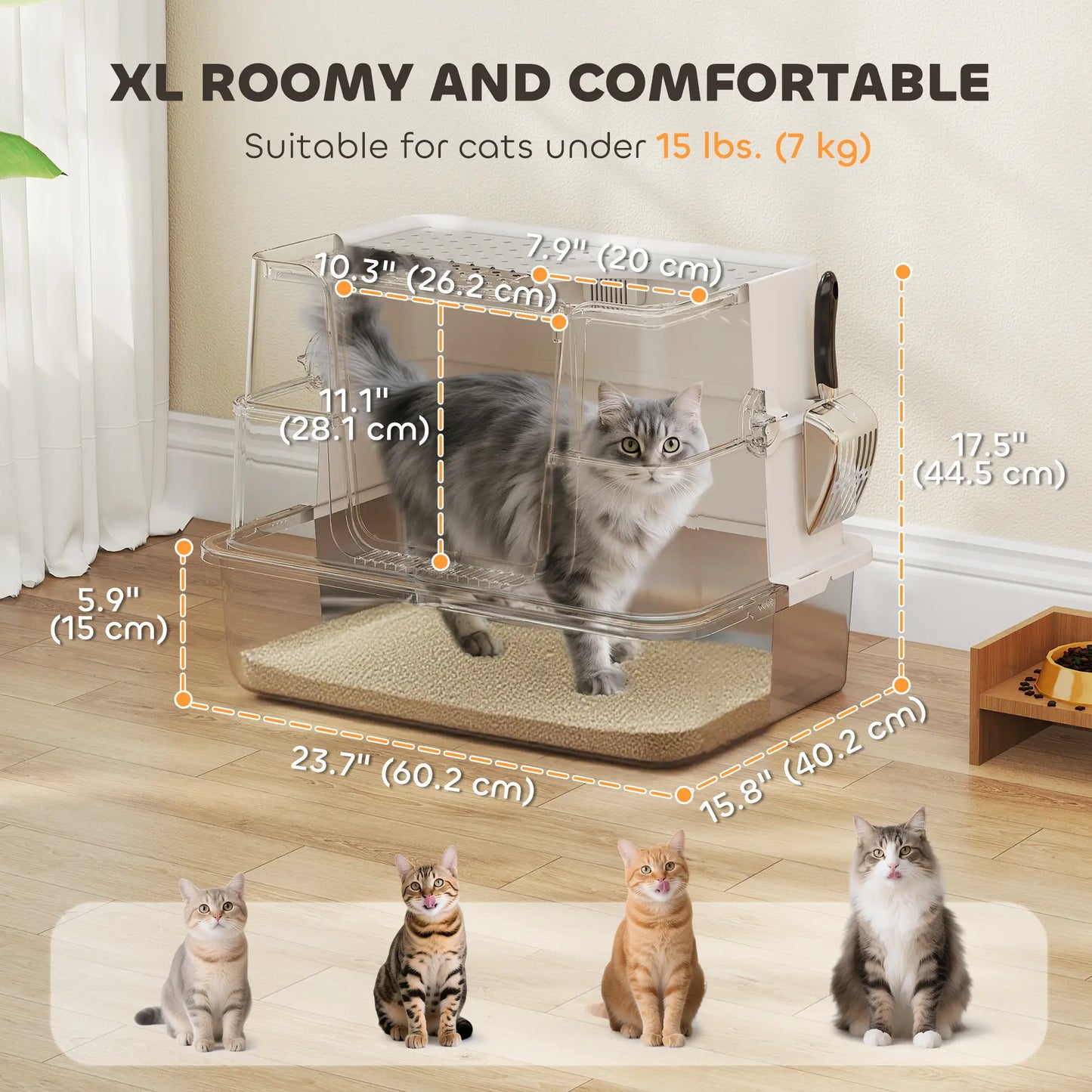 XL Stainless Steel Litter Box, 100° Flip Top, Scoop, Dual Entry, Odor Free Cat Litter Box Enclosures at Gallery Canada
