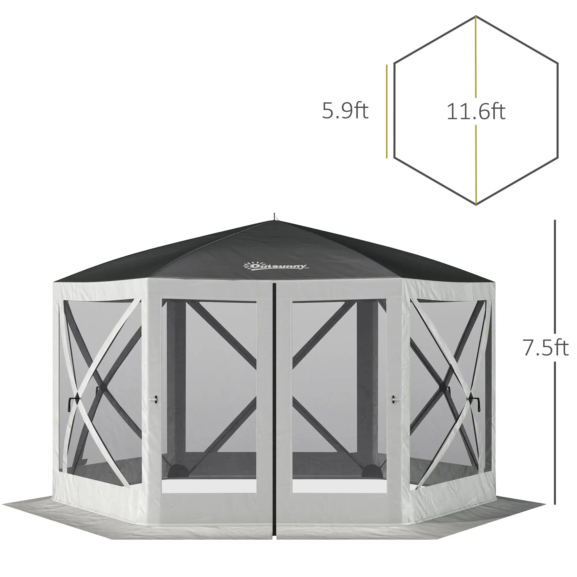 12' x 12' Hexagon Pop Up Screen Tent, Camping Shelter, Grey Pop Up Canopies at Gallery Canada
