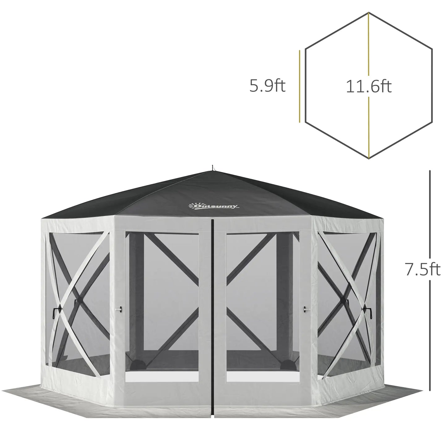 12' x 12' Hexagon Pop Up Screen Tent, Camping Shelter, Grey Pop Up Canopies at Gallery Canada