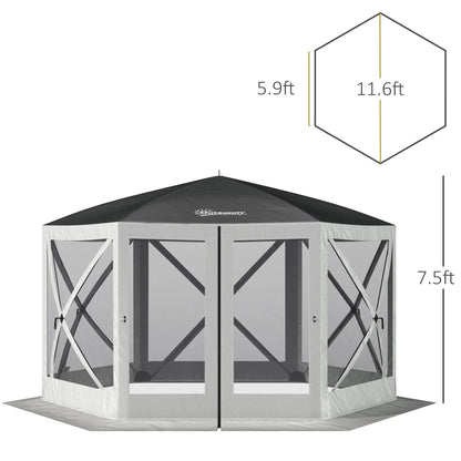 12' x 12' Hexagon Pop Up Screen Tent, Camping Shelter, Grey Pop Up Canopies at Gallery Canada