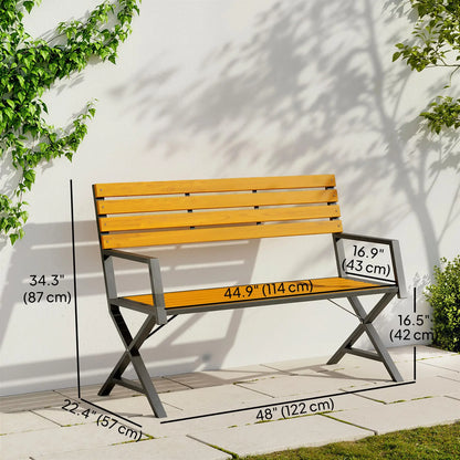 Outdoor Garden Bench With Backrest, Armrests, 2-Person Patio Seating Outdoor Benches at Gallery Canada