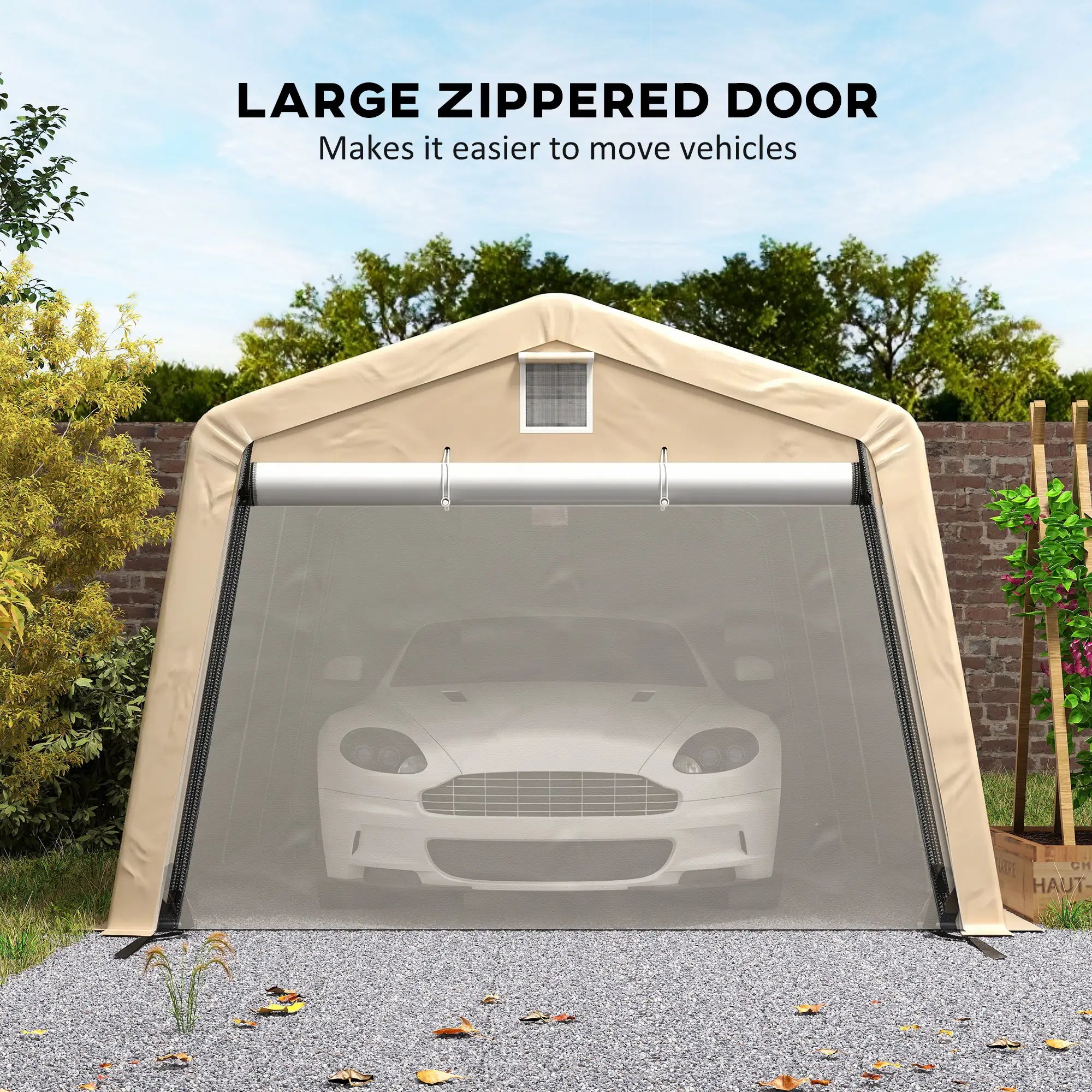 11' x 20' Portable Garage, Heavy Duty Carport Canopy, Khaki Car Shelters at Gallery Canada