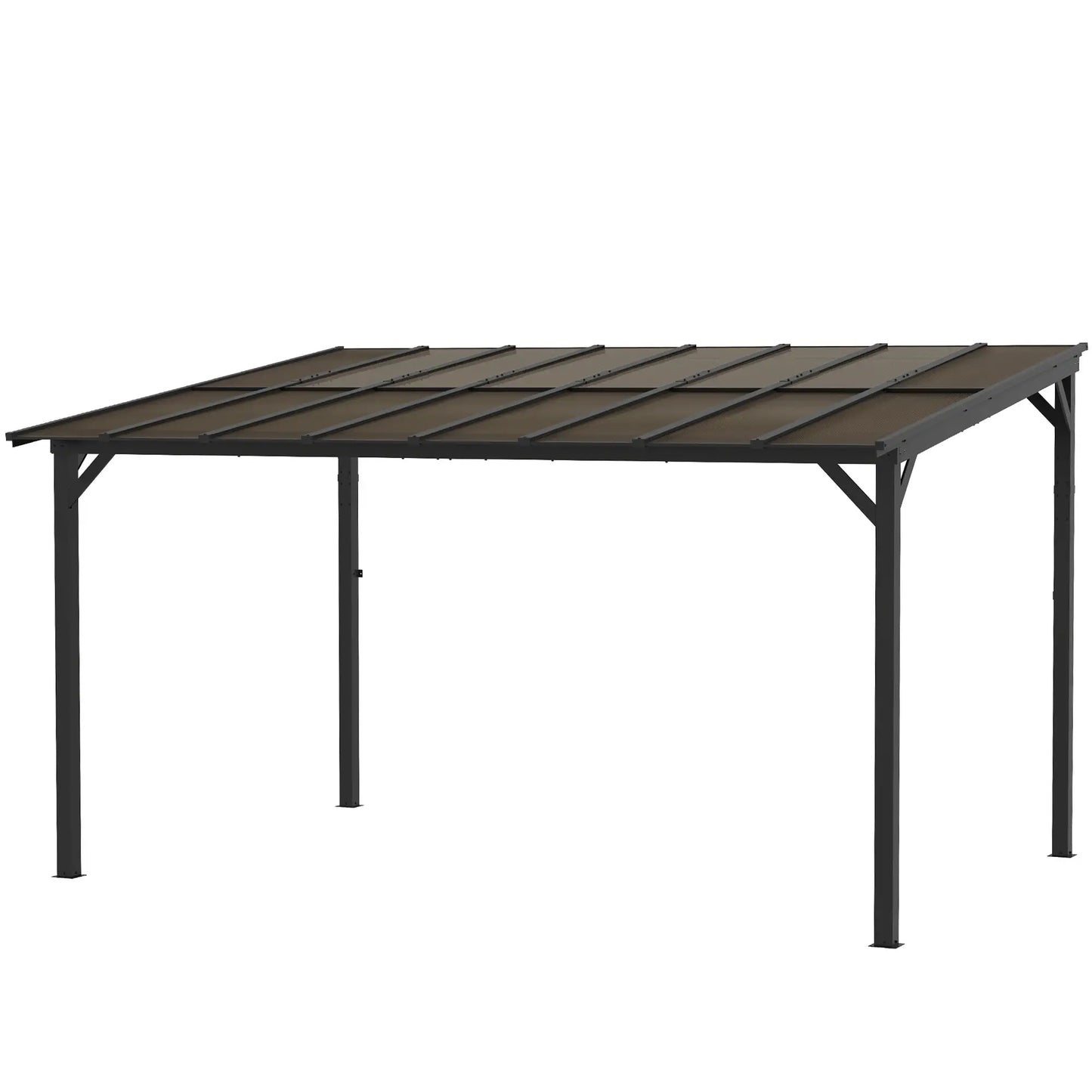 10' x 14' Hardtop Gazebo, Wall Mounted, Free Standing, UPF 50+, Waterproof Roof Pergolas Dark Grey at Gallery Canada