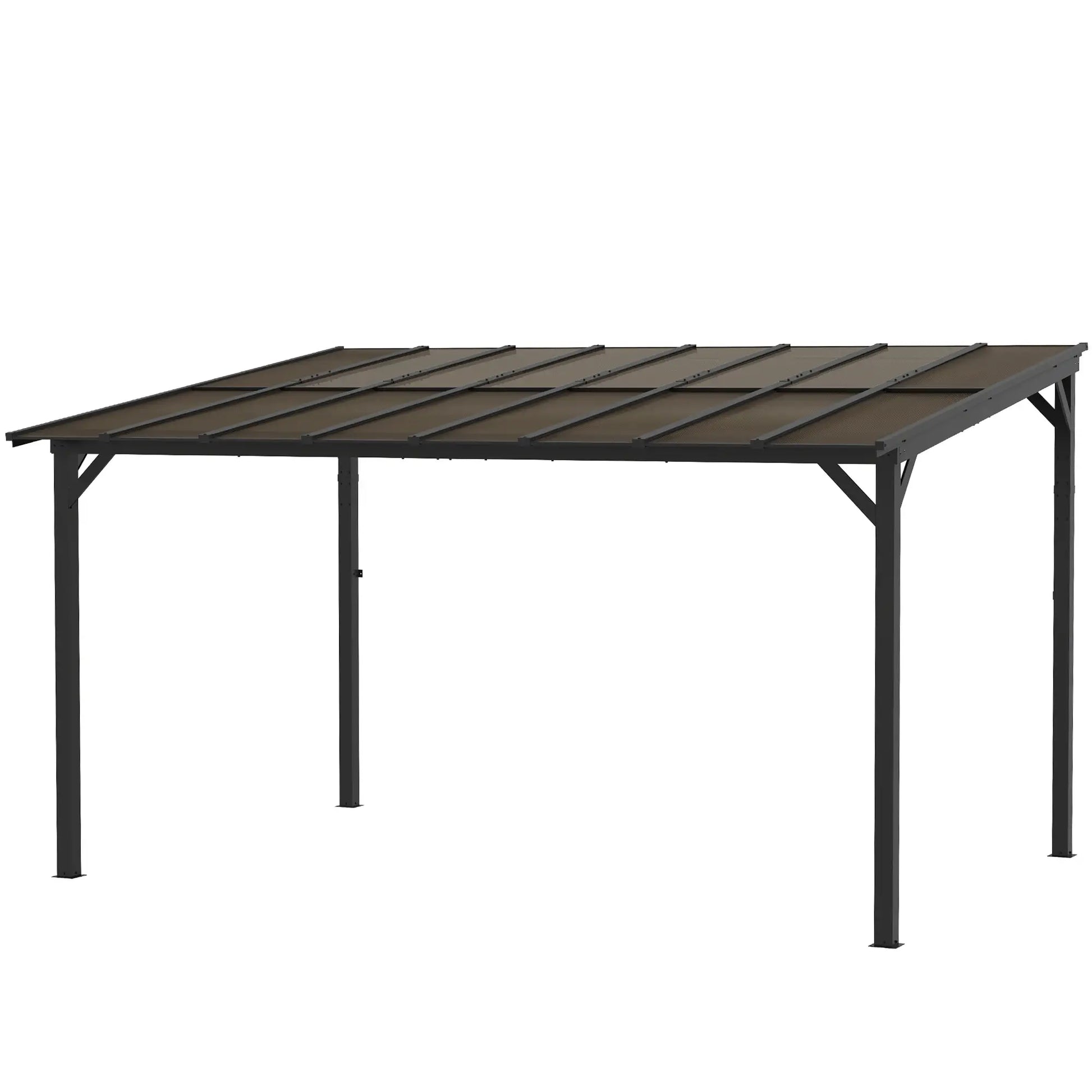 10' x 14' Hardtop Gazebo, Wall Mounted, Free Standing, UPF 50+, Waterproof Roof Pergolas Dark Grey at Gallery Canada