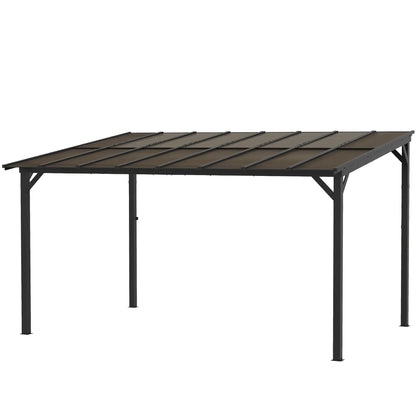 10' x 14' Hardtop Gazebo, Wall Mounted, Free Standing, UPF 50+, Waterproof Roof Pergolas Dark Grey at Gallery Canada