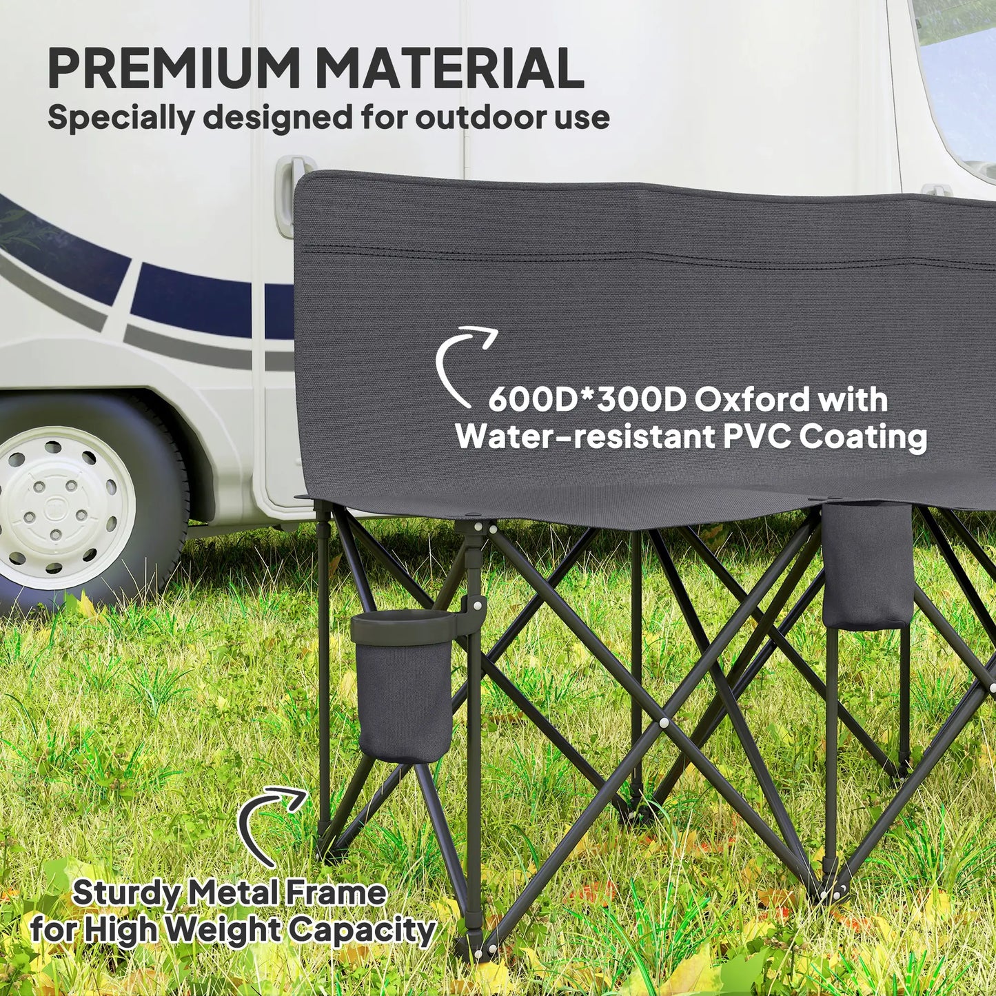 6 Seat Folding Camping Chair, Cup Holder, Carrying Case, Dark Grey Picnic Tables & Camping Chairs at Gallery Canada