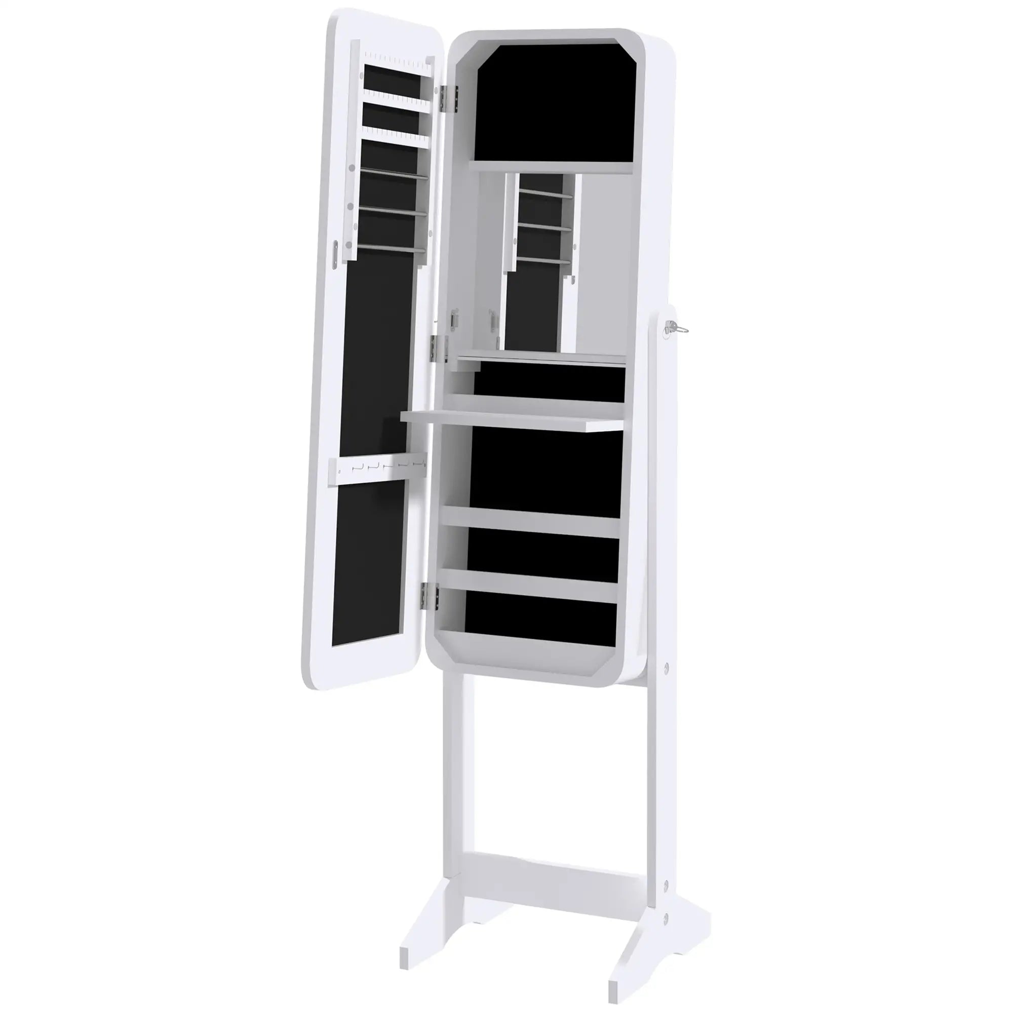 Freestanding Jewelry Cabinet Armoire, LED Lighted Organizer, Adjustable, White Jewelry Armoire & Jewellery Mirror Cabinets at Gallery Canada