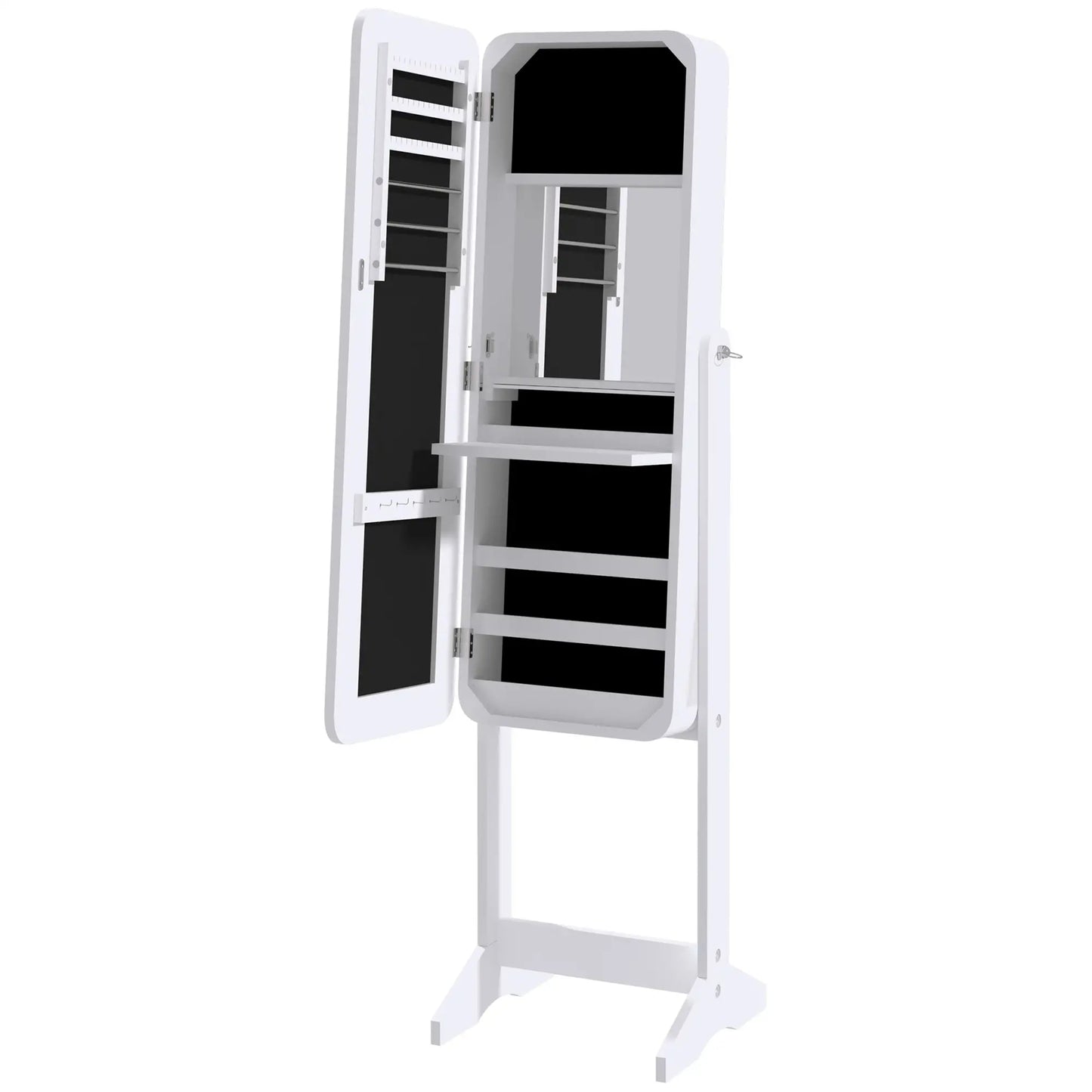 Freestanding Jewelry Cabinet Armoire, LED Lighted Organizer, Adjustable, White Jewelry Armoire & Jewellery Mirror Cabinets at Gallery Canada