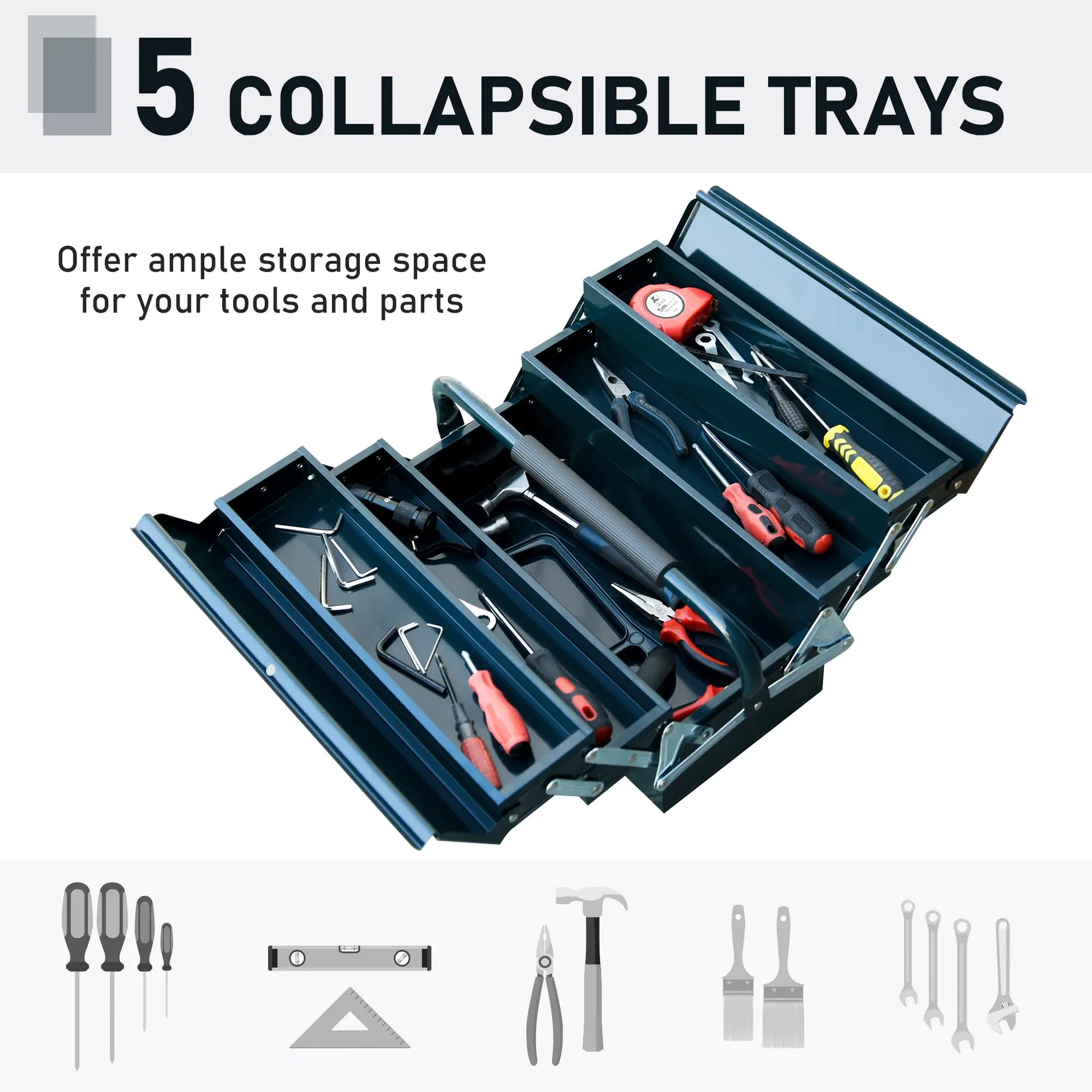 22 Metal Tool Box, 5-Tray Cantilever Steel Chest, Dark Green Tool Organizers at Gallery Canada