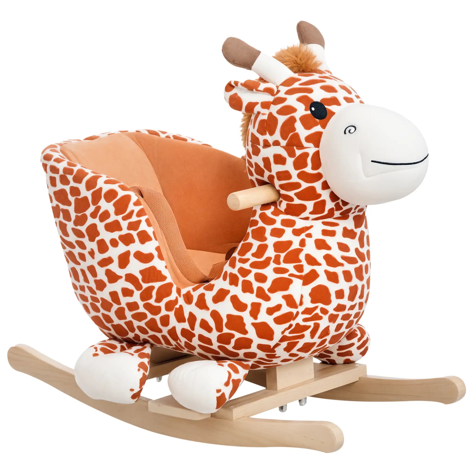 Wooden Plush Rocking Horse Chair, Toddler Size, Giraffe Theme Rocking Horses Option at Gallery Canada